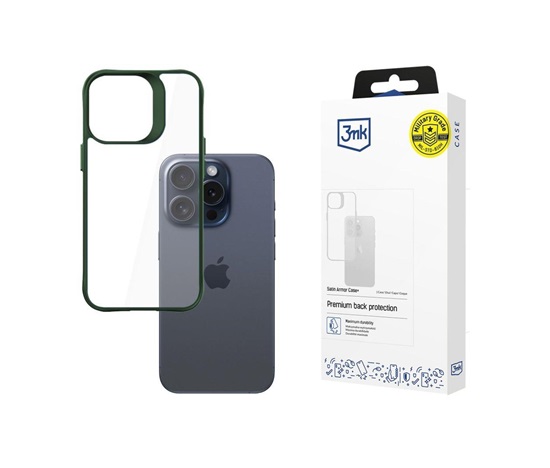3mk Satin Armor Case+ Green pro Apple iPhone 15 Pro Max