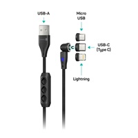 CONNECT IT Magnetický kabel PowerLink 3v1, USB-C / Lightning / MicroUSB, 2m, černá