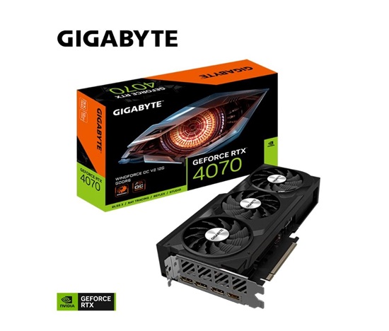 GIGABYTE VGA NVIDIA GeForce RTX 4070 WINDFORCE OC 12G V2, 12G GDDR6, 3xDP, 1xHDMI