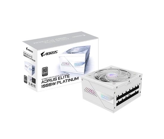 GIGABYTE zdroj AE1000PM PG5, 1000W, 80+ Platinum, 120mm fan, bílá