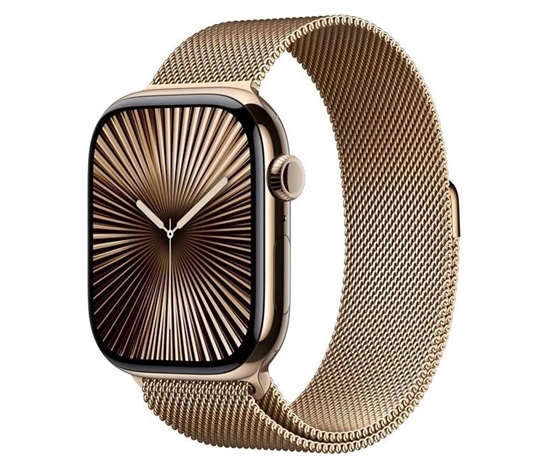 Apple Watch Series 10 GPS + Cellular 46mm Gold Titanium Case with Gold Milanese Loop - S/M