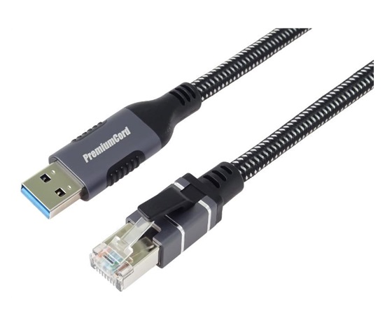 PremiumCord Ethernetový kabel USB3.2 na LAN RJ45 10/100/1000, 1m