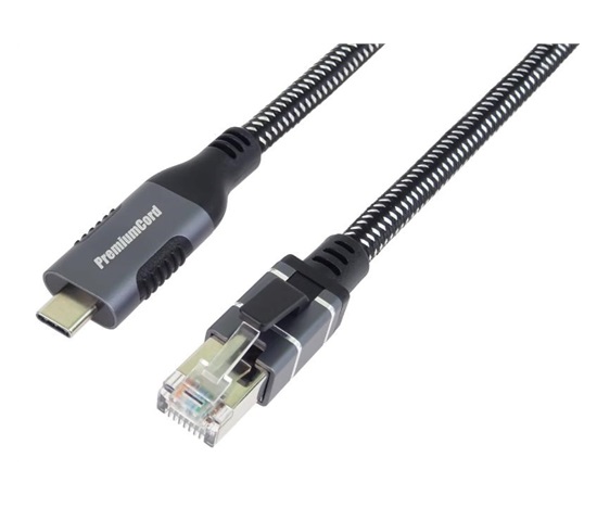 PremiumCord Ethernetový kabel USB-C na LAN RJ45 10/100/1000, 1m