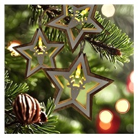 Solight LED vánoční řetěz hvězdy, 10x LED, dřevo, 1,5m, 2x AA