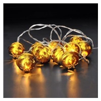 Solight LED vánoční řetěz rolničky, 10x LED, zlatá, 1,5m, 2x AA