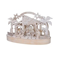 Solight vánoční dřevěný betlém podsvícený, 5x LED, přírodní dřevo, 25cm, 2x AA