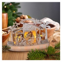 Solight vánoční dřevěný betlém podsvícený, 5x LED, přírodní dřevo, 25cm, 2x AA