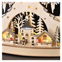 Solight LED dřevěný vánoční stromek s dekoracemi, 23x LED, přírodní barva, 64cm, 2x AA