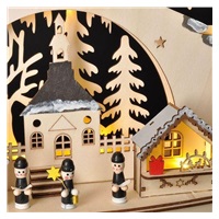 Solight LED dřevěný vánoční stromek s dekoracemi, 23x LED, přírodní barva, 64cm, 2x AA