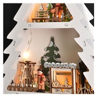 Solight LED dřevěný vánoční stromek s dekoracemi, 13x LED, bílá, 53cm, 2x AA