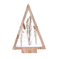 Solight LED dřevěná vánoční dekorace, zasněžené zimní květiny, 37cm, 2x AA