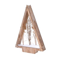 Solight LED dřevěná vánoční dekorace, zasněžené zimní květiny, 37cm, 2x AA