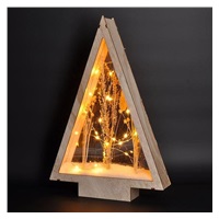 Solight LED dřevěná vánoční dekorace, zasněžené zimní květiny, 37cm, 2x AA