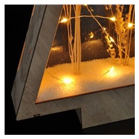 Solight LED dřevěná vánoční dekorace, zasněžené zimní květiny, 37cm, 2x AA