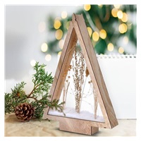 Solight LED dřevěná vánoční dekorace, zasněžené zimní květiny, 37cm, 2x AA