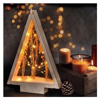 Solight LED dřevěná vánoční dekorace, zasněžené zimní květiny, 37cm, 2x AA