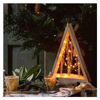 Solight LED dřevěná vánoční dekorace, zasněžené zimní květiny, 37cm, 2x AA