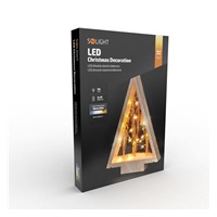 Solight LED dřevěná vánoční dekorace, zasněžené zimní květiny, 37cm, 2x AA