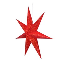 Solight LED vánoční hvězda červená, závěsná, 60cm, 20x LED, 2x AA