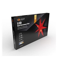 Solight LED vánoční hvězda červená, závěsná, 60cm, 20x LED, 2x AA