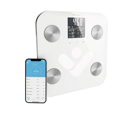 TrueLife FitShape S6 BT - Bioelektrická impedanční bluetooth váha - bílá