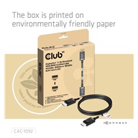 Club3D Kabel DisplayPort 2.1 na DisplayPort 2.1, VESA DP80, 4K240Hz/8K60Hz/10K60Hz (M/M), 1.6m, černá