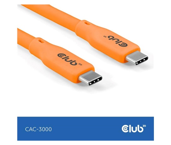 Club3D Kabel USB-C 4.0, 20Gbps, 4K60Hz, PD 240W, 2m, oranžová