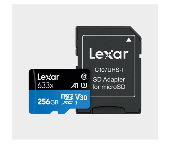 Lexar microSDXC 633x UHS-I/A1/U3/10 R100/W45MB (V30) 256GB