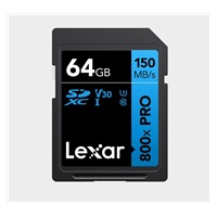 Lexar SDXC 800x Pro UHS-I cards, C10 (V30) U3, R150, 64GB