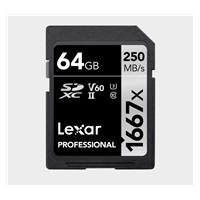 Lexar SDXC Pro 1667X UHS-II U3 R250/W120 (V60) 64GB