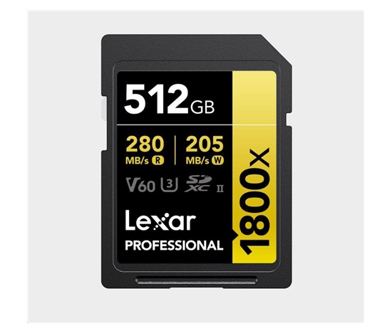 Lexar SDXC Pro 1800x U3 UHS-II R280/W210 (V60) 512GB