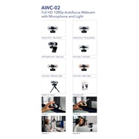 VERBATIM WebCam AWC-02 Full HD 1080p Autofocus, Microphon, Light