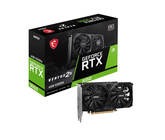 MSI VGA NVIDIA GeForce RTX 3050 VENTUS 2X E 6G OC, 6G GDDR6, 1xDP, 2xHDMI