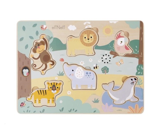 Dřevěné vkládací puzzle se zvuky - zvířátka v ZOO