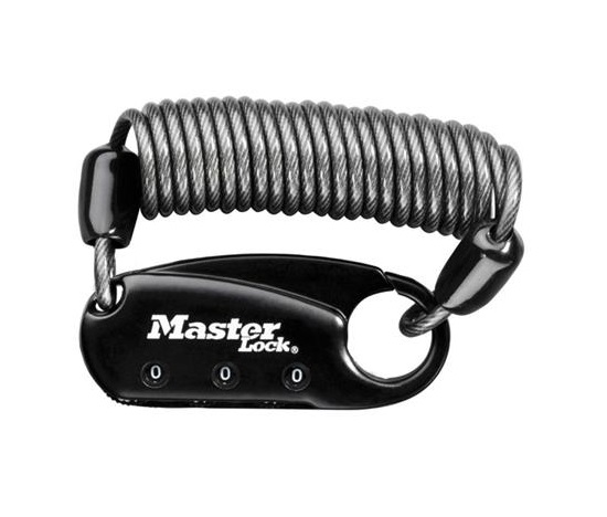 Master Lock Karabina s navíjecím kabelem 1551EURDBLK -
