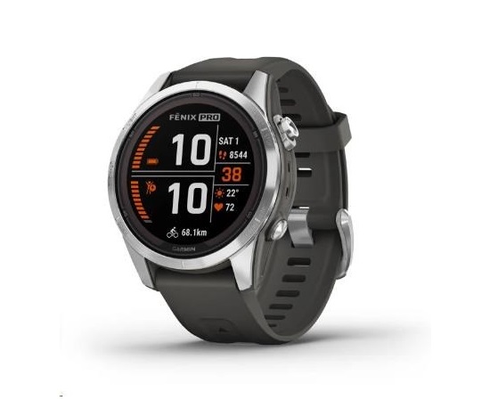 Garmin fenix® 7S Pro – Solar Edition, Silver / Black Band