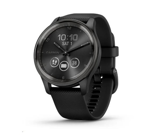 Garmin vívomove® Trend, Nerezová luneta Slate, pouzdro Black, silikonový řemínek