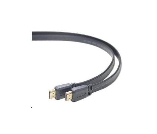 PREMIUMCORD HDMI High Speed + Ethernet plochý kabel, zlacené konektory, 5m