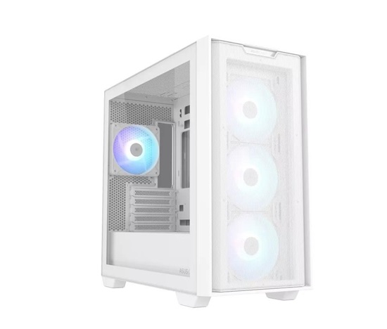 ASUS case A21 PLUS, Mini Tower, průhledná bočnice, 4x 120mm ARGB Fan, bílá