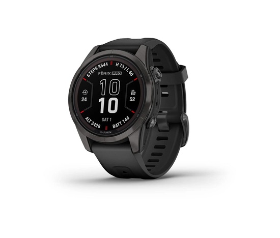 Garmin fenix 7S Pro Sapphire Solar - Carbon Gray DLC Titanium with Black Band, EU