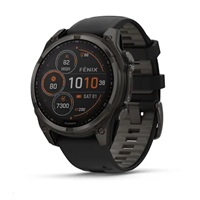 Garmin - fenix 8 Solar Sapphire - 47 mm - Carbon Gray DLC Titanium with Black | Pebble Gray Silicone Band, EU