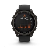 Garmin - fenix 8 Solar Sapphire - 47 mm - Carbon Gray DLC Titanium with Black | Pebble Gray Silicone Band, EU