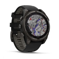 Garmin - fenix 8 Solar Sapphire - 47 mm - Carbon Gray DLC Titanium with Black | Pebble Gray Silicone Band, EU