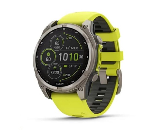 Garmin - fenix 8 Solar Sapphire - 47 mm - Titanium with Amp Yellow | Graphite Silicone Band, EU