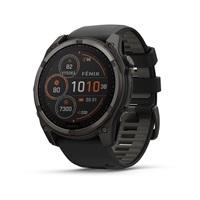 Garmin - fenix 8 Solar Sapphire - 51 mm - Carbon Gray DLC Titanium with Black | Pebble Gray Silicone Band, EU
