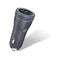 CONNECT IT InCarz Duplex nabíječka do auta, 1x USB-C, 1x Lightning, šedá