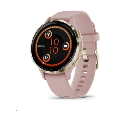 BAZAR - Garmin Venu® 3S, Nerezová luneta Soft Gold, pouzdro Dust Rose, silikonový řemínek - rozbaleno