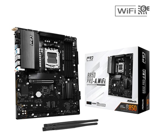 ASRock MB Sc AM5 B850 Pro-A WiFi, AMD B850, 4xDDR5, 1xUSB-C, 1xHDMI, WiFi, ATX