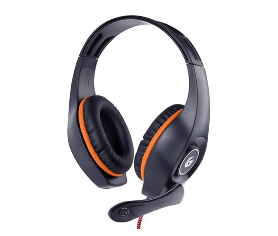 BAZAR - GEMBIRD sluchátka s mikrofonem GHS-05-O, gaming, černo-oranžová, 1x 4-pólový 3,5mm jack - Poškozený obal (Komple