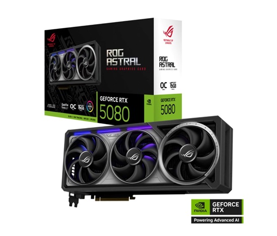 ASUS VGA NVIDIA GeForce RTX 5080 ROG ASTRAL 16GB OC, 16GB GDDR7, 3xDP, 2xHDMI
